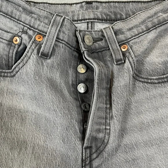 Levis 501 Women's Jeans W27 L30 Original Fit Grey Straight Leg Button Fly - Picture 3 of 8